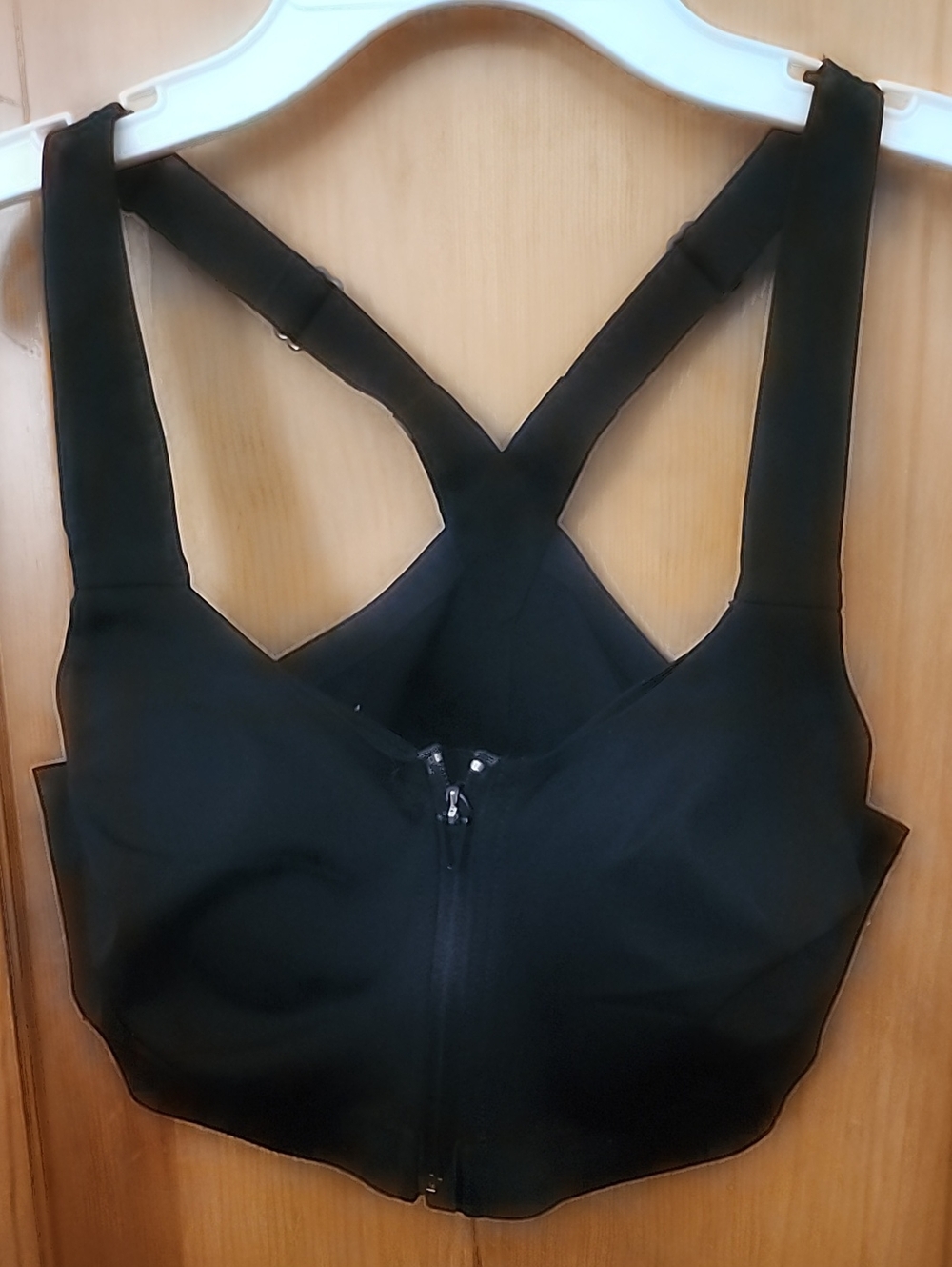 Victoria's Secret Black Front-Zip Cross-Back Support Sports Bra